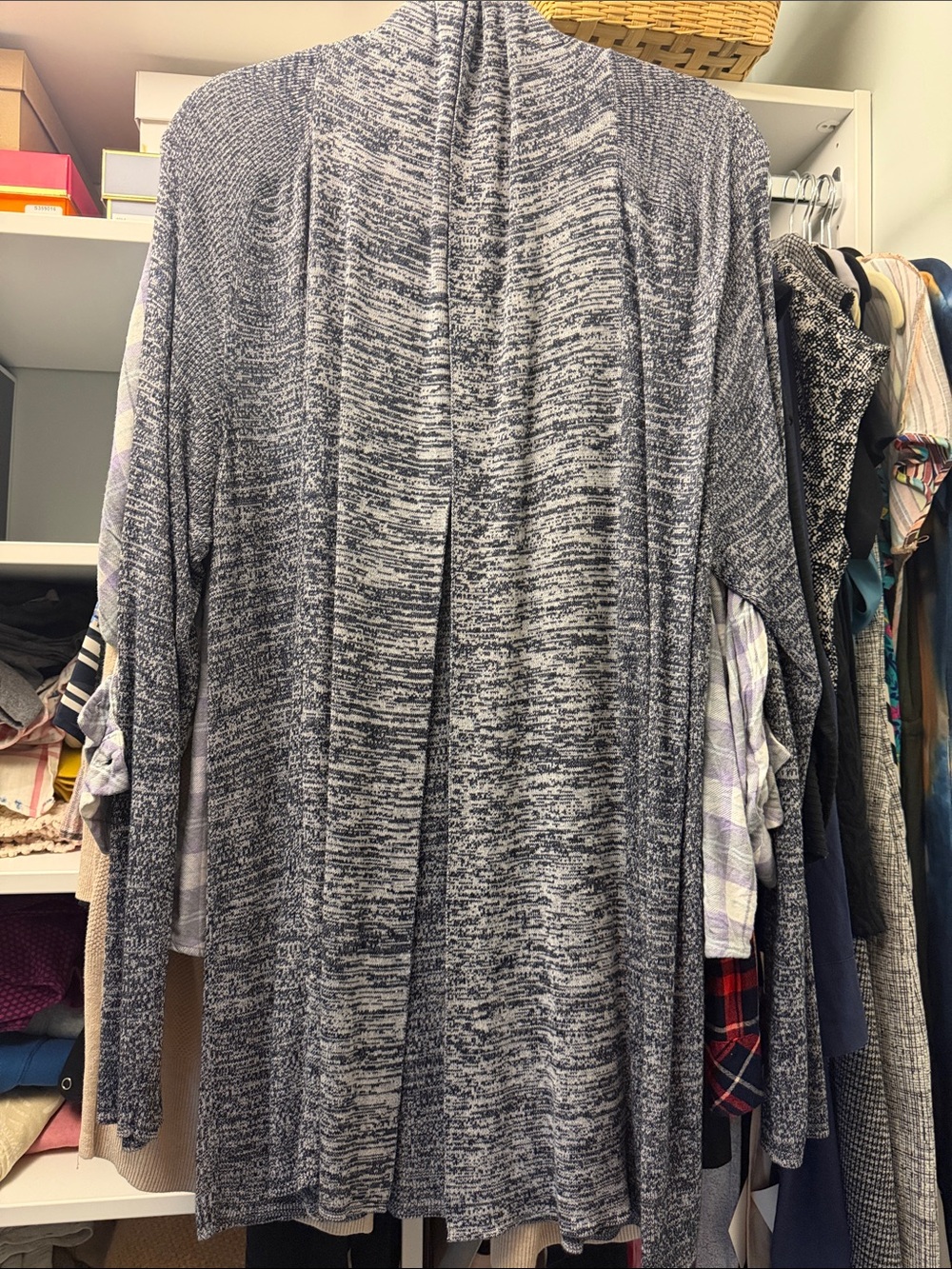 Banana Republic Navy Marled Open-Front Cardigan